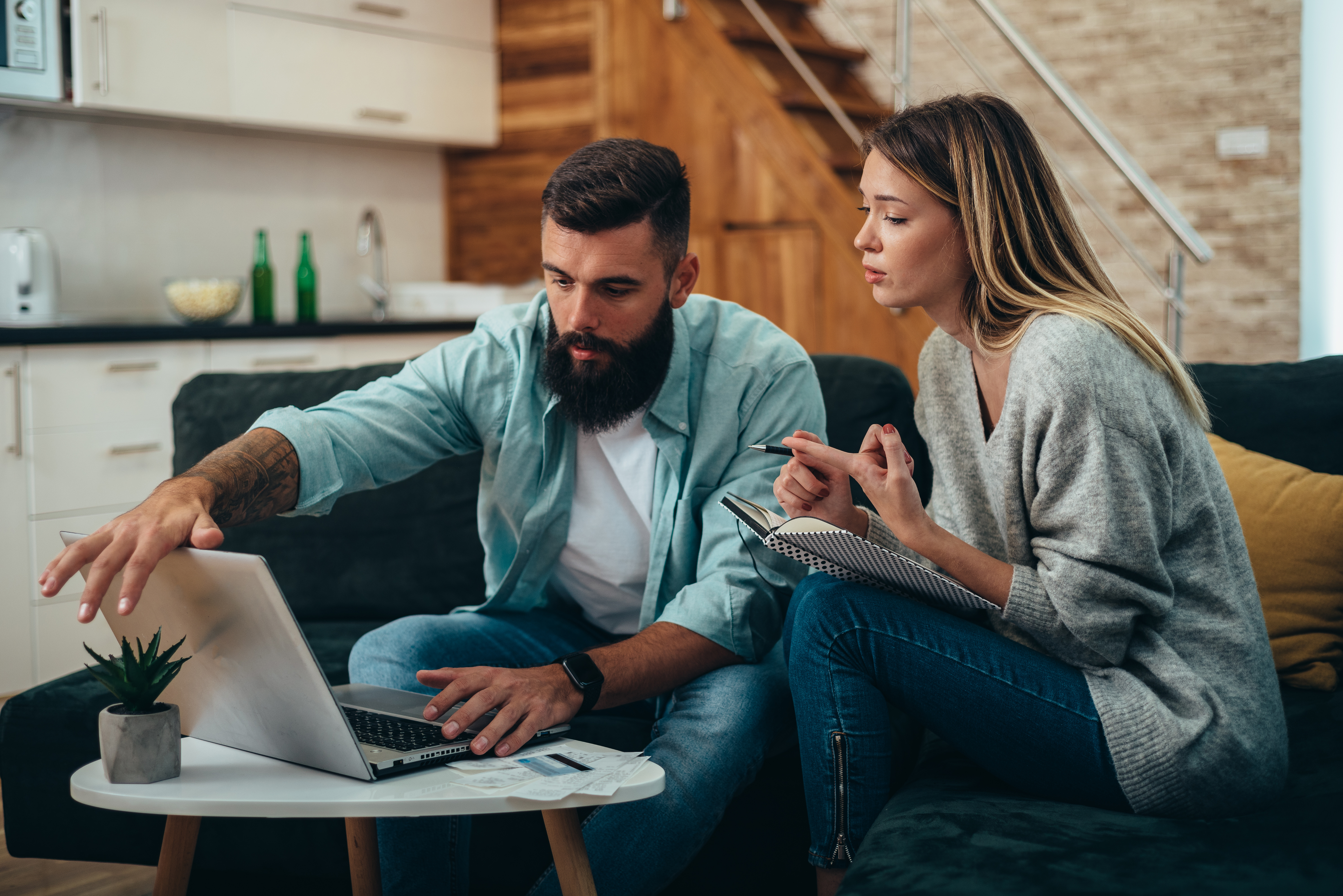 Affluent couple discussing finances